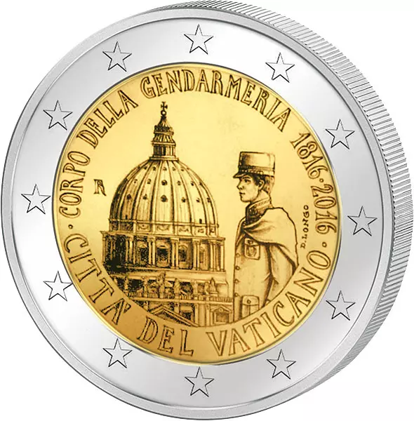 2 Euro Vatikan 200 Jahre Gendarmeriekorps 2016 Stempelglanz im Blister