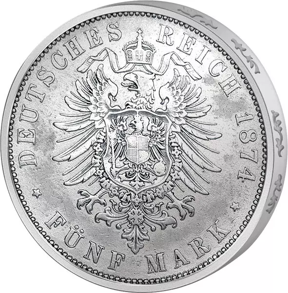 5 Mark Preußen Kaiser Wilhelm I. 1874-1876 sehr schön 5 Mark Preußen Kaiser Wilhelm I. 1874-1876 sehr schön