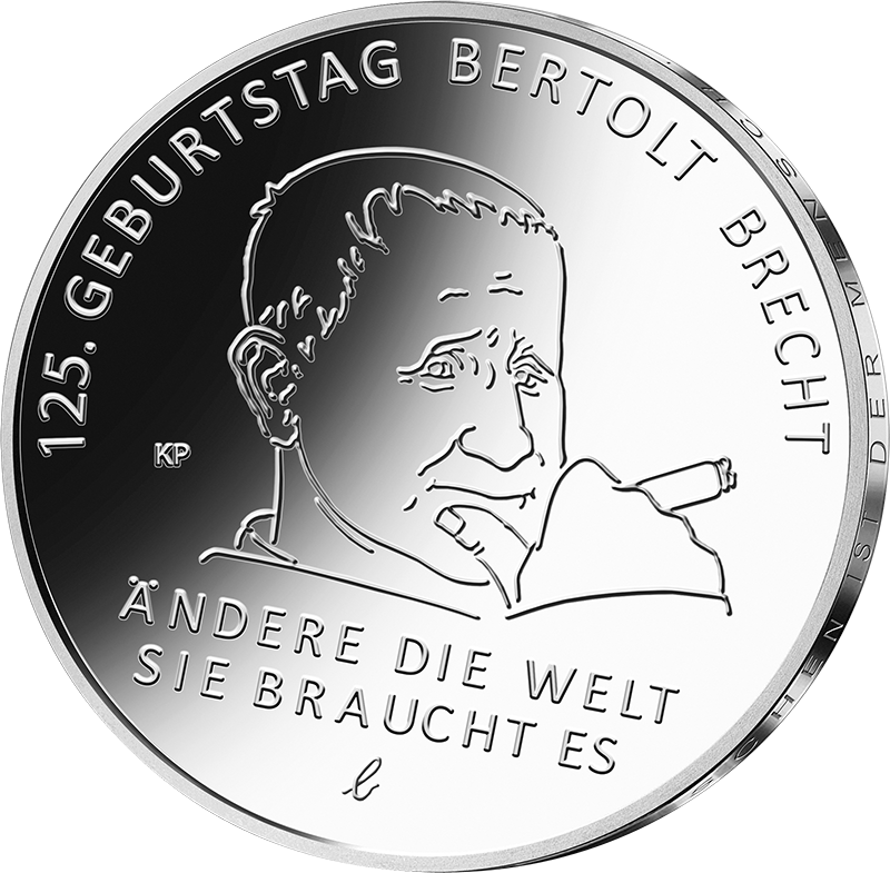 20 Euro BRD 125. Geburtstag Bertolt Brecht 2023 Stempelglanz