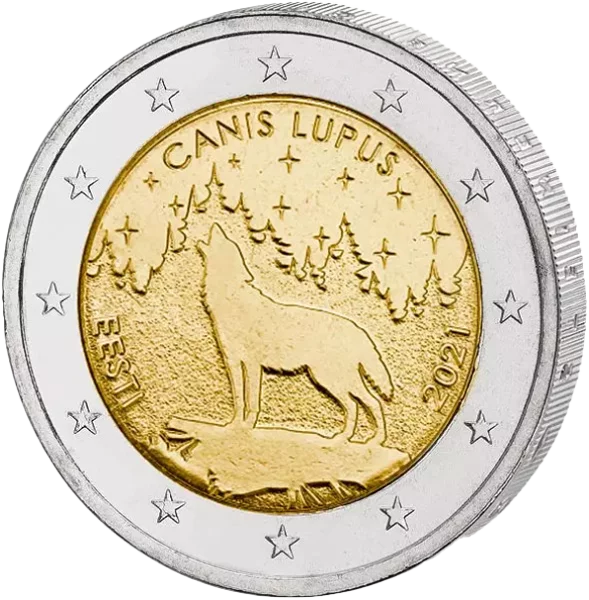 2 Euro Estland Nationaltier Wolf 2021