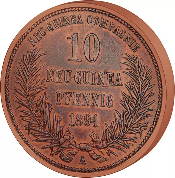 10 Pfennig Deutsch-Neuguinea Paradiesvogel 1894 sehr schön