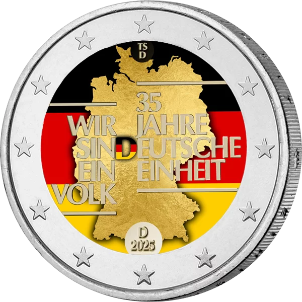 2 Euro BRD 35 Jahre Deutsche Einheit 2025 mit Farb-Applikation