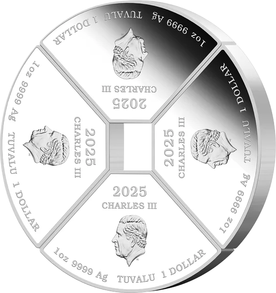 4 x 1 Dollar Tuvalu Lunar Year of the Snake Quadrant 2025