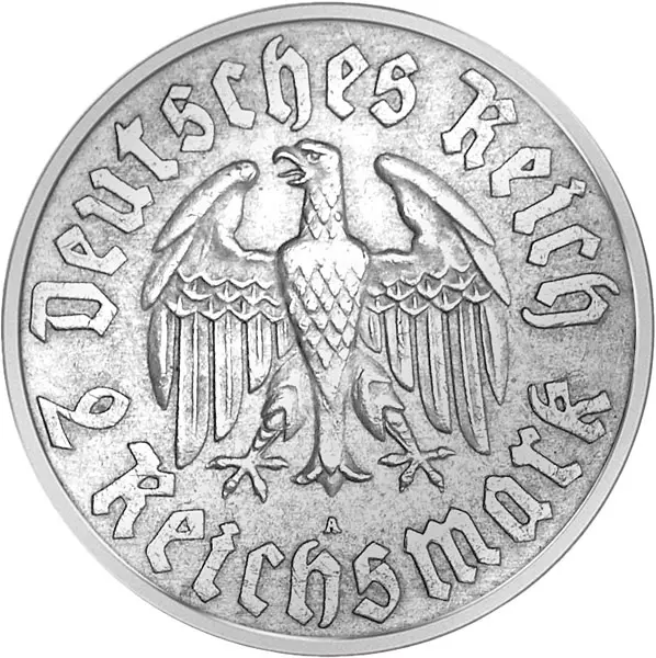 2 Reichsmark Drittes Reich 450. Geburtstag Luthers 1933 sehr schön
