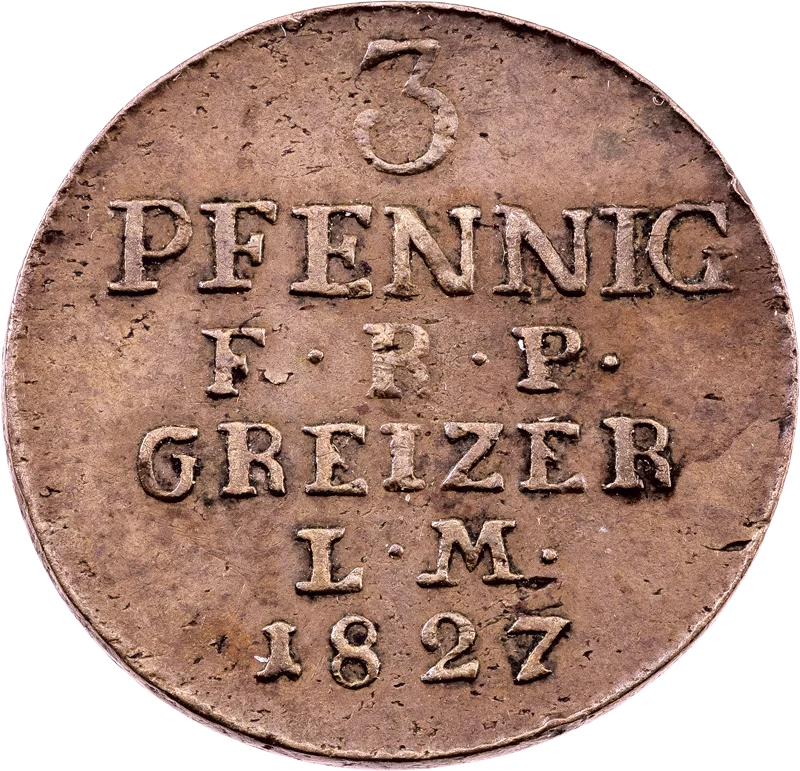 3 Pfennig Reuß Fürst Heinrich XIX. 1817 - 1833