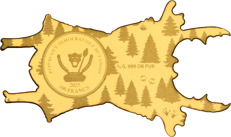 100 Francs Kongo Wildlife in Golden Shapes Hirschkäfer 2025
