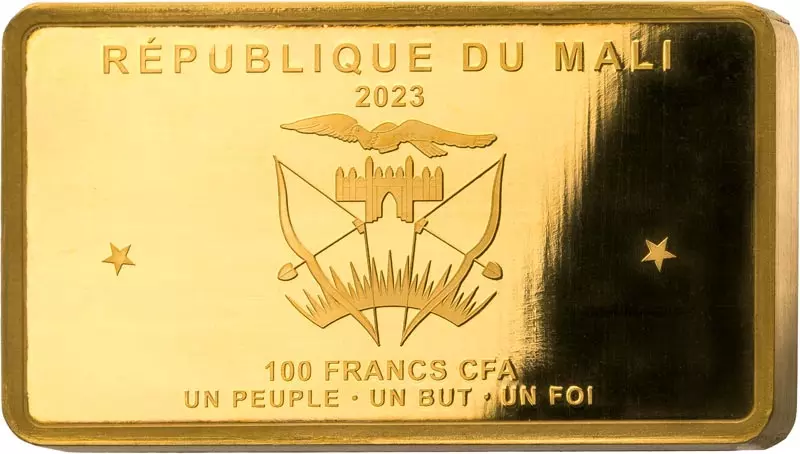 100 Francs Mali Premium Gemme d´Or mit blauem Zirkon 2023