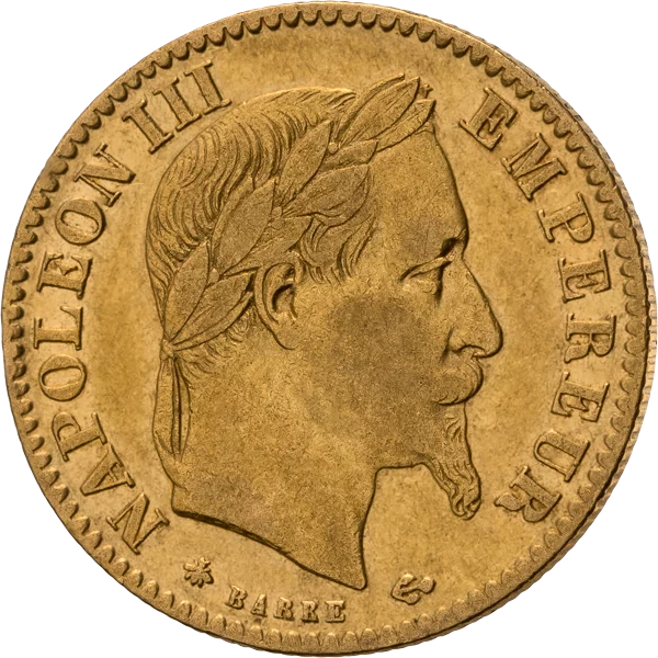 10 Francs Frankreich Napoleon III. mit Kranz 1861-1869