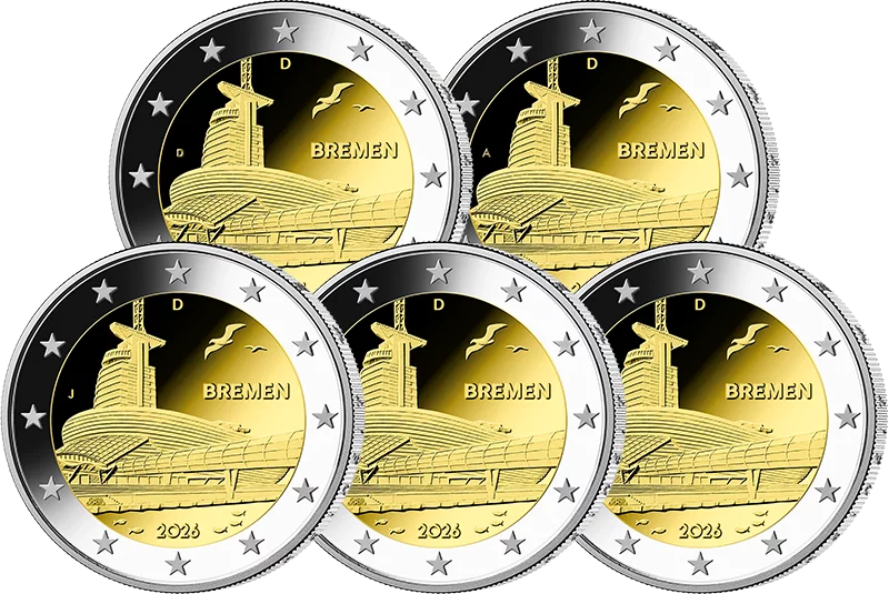 5 x 2 Euro BRD Bremen - Klimahaus Bremerhaven 2026 prägefrisch (A-J)