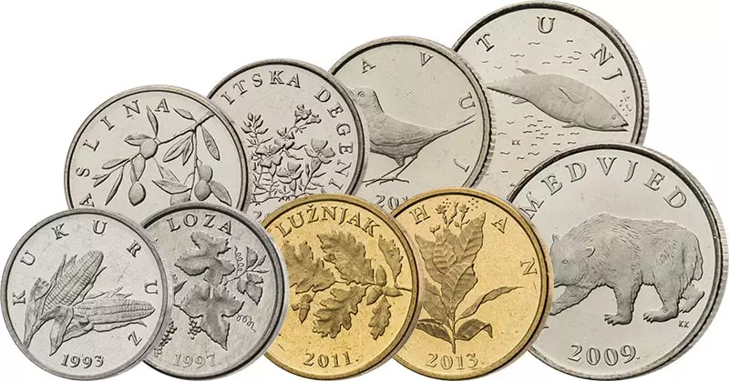 1 Lipa - 5 Kuna Kroatien Kursmünzen 1993 - 2022
