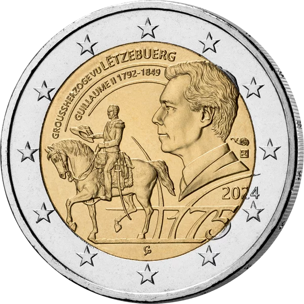 2 Euro Numisbrief Luxemburg 175. Todestag Großherzog Guillaume II 2024