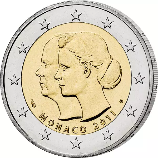 2 Euro Monaco Fürst Albert II. und Charlene Wittstock 2011