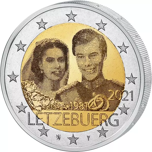 Set 2 Euro Luxemburg 40. Hochzeitstag 2021 Hologramm