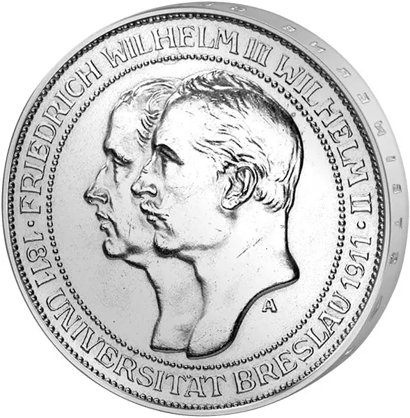 3 Mark Preußen Uni Breslau 1911 3 Mark Preußen Uni Breslau 1911