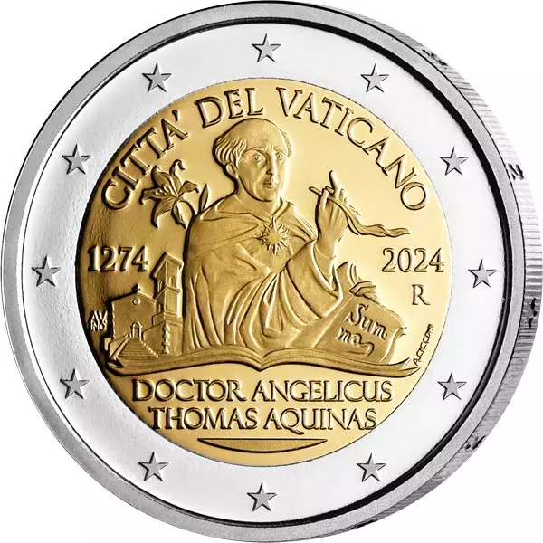 2 Euro Vatikan 750. Todestag Heiliger Thomas von Aquin 2024