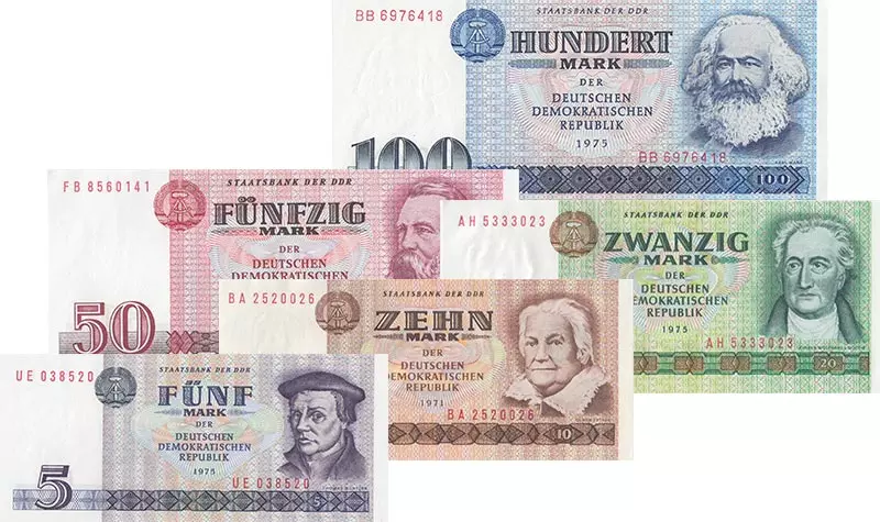 5 - 100 Mark DDR Banknoten-Serie 1971-1975