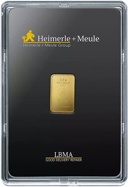 2,5 Gramm Feingoldbarren geprägt Heimerle & Meule