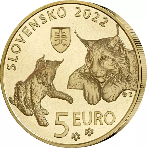 5 Euro Slowakei Flora und Fauna Eurasischer Luchs 2022