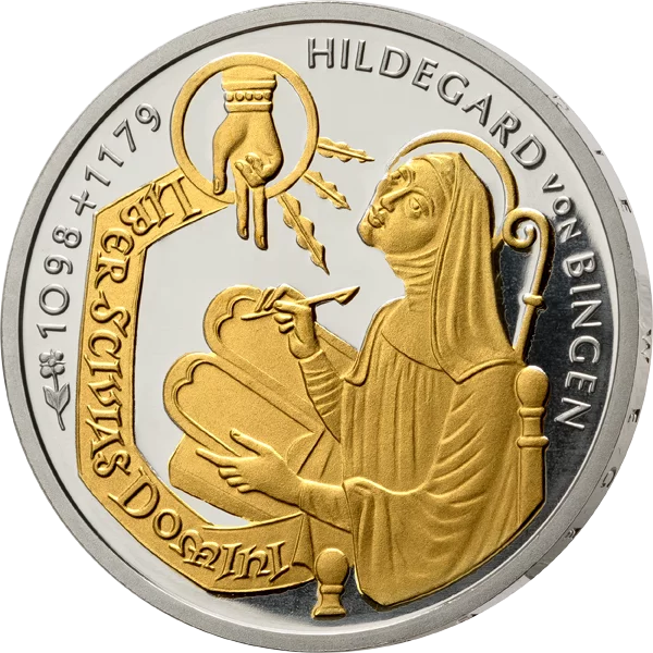 10 DM BRD Hildegard von Bingen 1998 mit Gold-Applikation