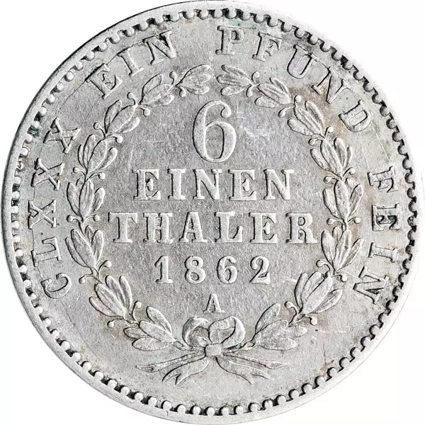 1/6 Taler Anhalt-Bernburg Herzog Alexander Carl 1861-1862