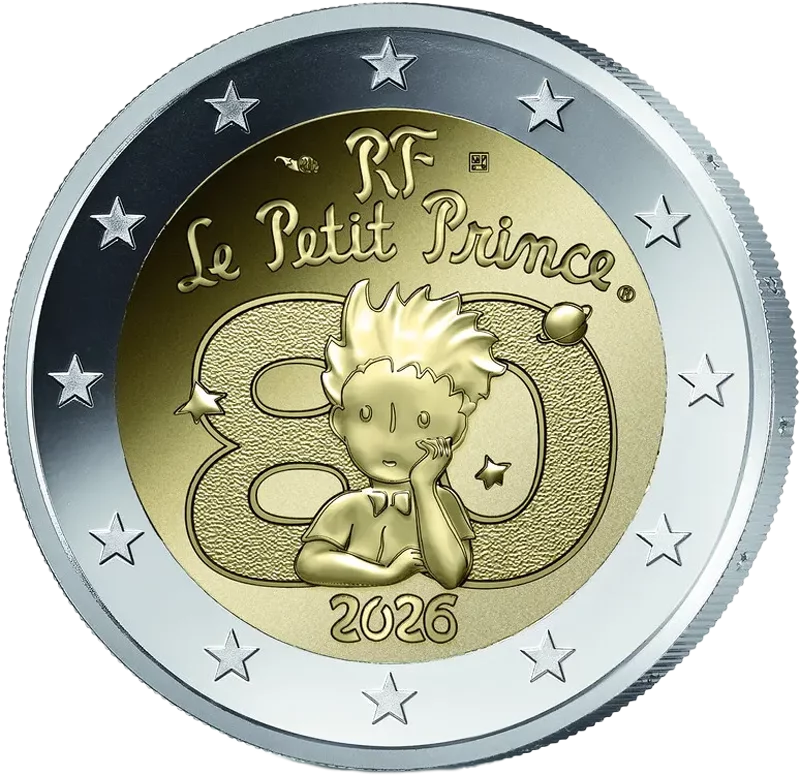 2 Euro Frankreich 80 Jahre Der kleine Prinz 2026 in Reverse Proof