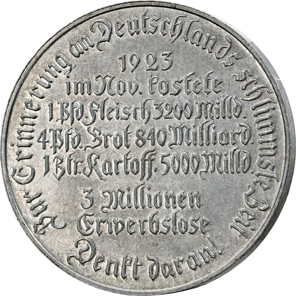 Gedenkmedaille Deutschlands schlimmste Zeit 1925