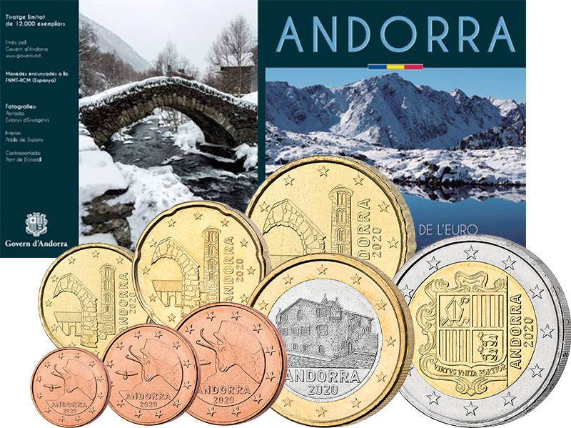 1 Cent - 2 Euro Kursmünzensatz Andorra 2020