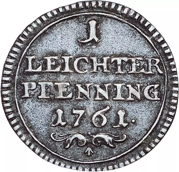 Leichter Pfennig Bamberg Fürstbischof Adam Friedrich von Seinsheim 1761