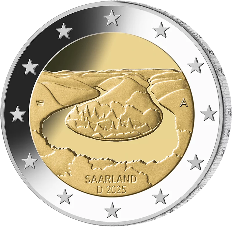 Euro-Kursmünzensatz BRD 2025 inkl. 2 Euro Saarland Saarschleife 2025 Polierte Platte