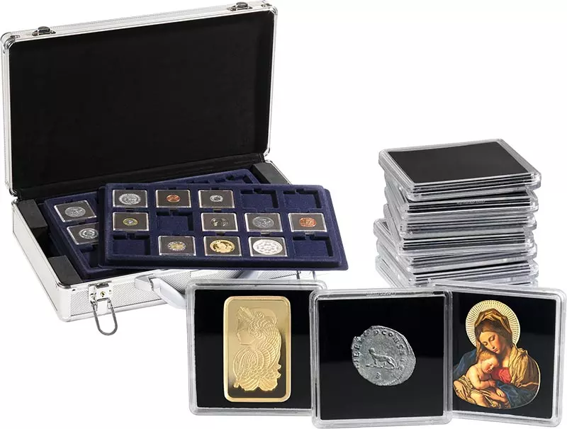 Koffer-Spar-Set "Universal" inkl. 6 Tableaus für Quadrum Kapseln 50 x 50 mm
