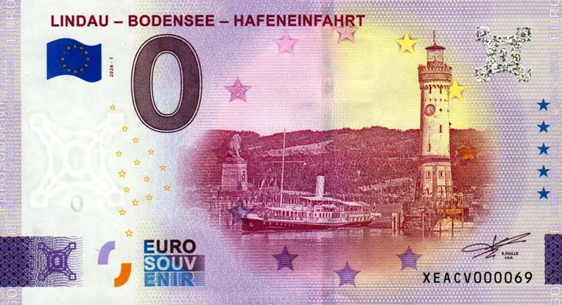 0-Euro-Banknote BRD Lindau - Bodensee - Hafeneinfahrt 2026