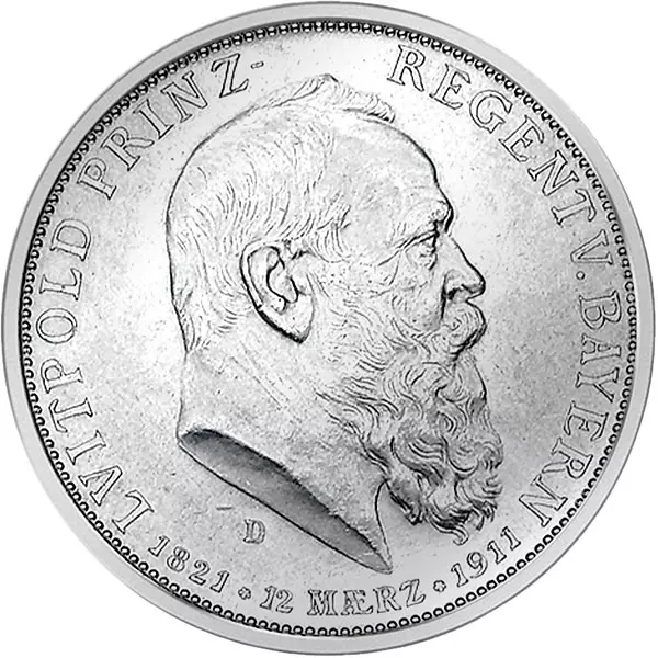 2 Mark Bayern 90. Geburtstag des Prinzregenten Luitpolds 1911 vorzüglich