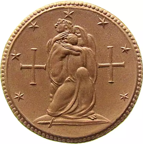 Porzellanmedaille Ruhrhilfe des Einheitsverband deutscher Kriegsbeschädigter und Hinterbliebener