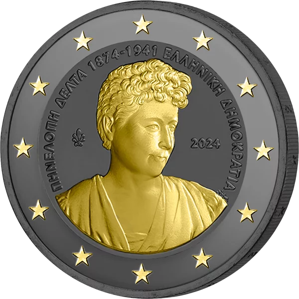 2 Euro Griechenland 150. Geburtstag Penelope Delta 2024 Golden Enigma Edition