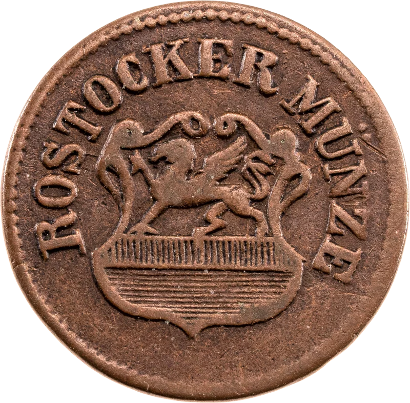 3 Pfennig Freie Hansestadt Rostock 1855