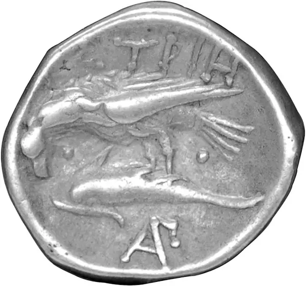 Drachme Griechenland Zwei Jünglingsgesichter 350 v. Chr.