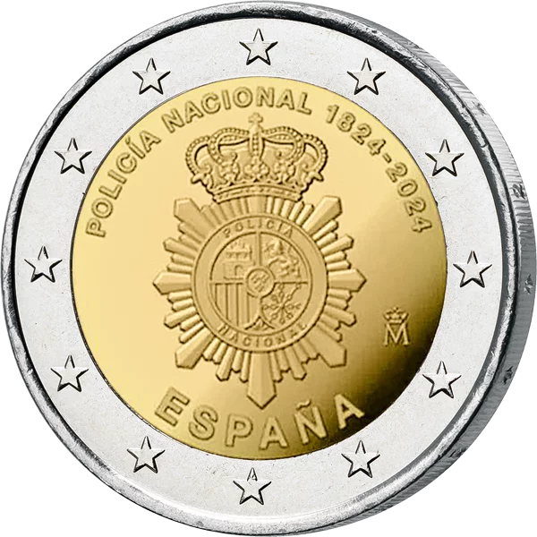 9 x 2 Euro Spar-Set 2024 inkl. 50 Kapseln im Schuber und Visitenkarte Lupe