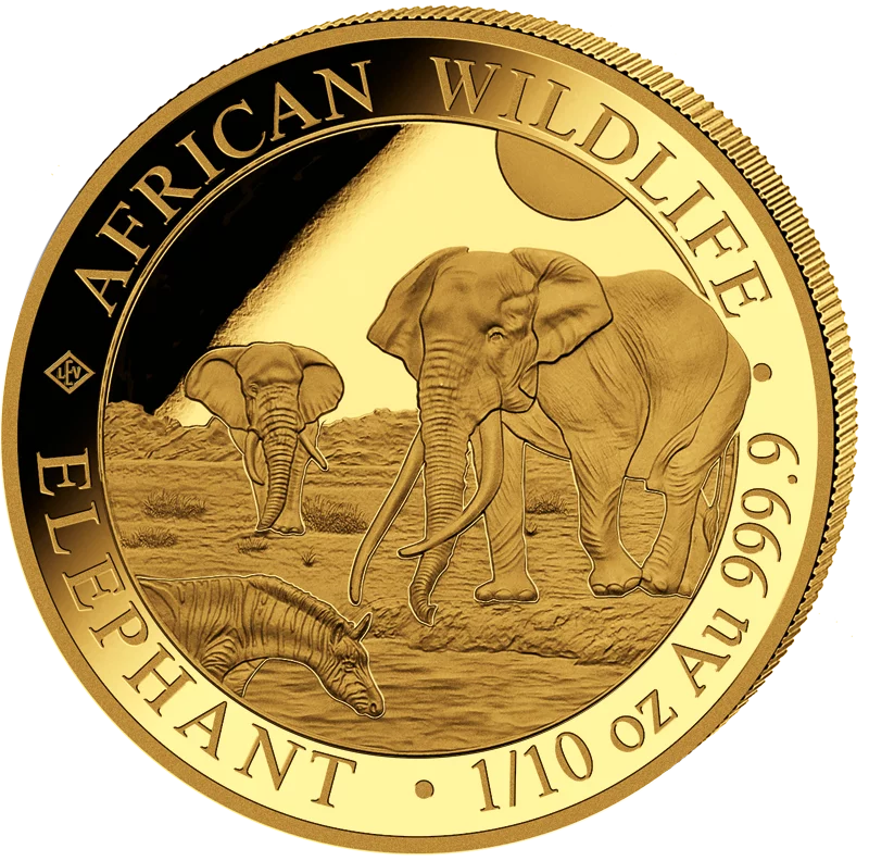 1/10 Unze Gold Somalia African Wildlife - Elefant 2026
