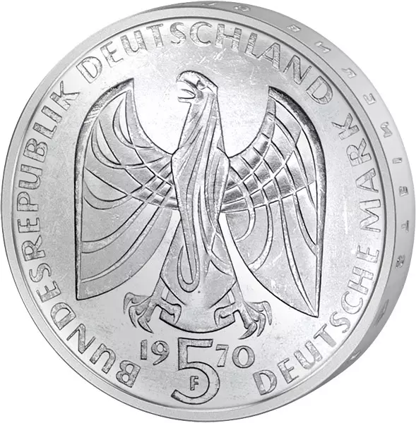 5 DM Münze BRD Münze Ludwig van Beethoven 1970 Stempelglanz