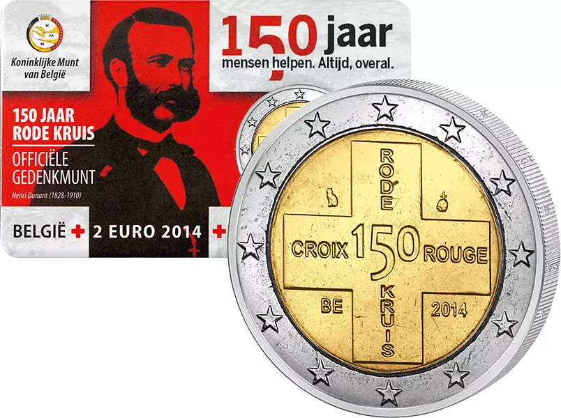2 Euro Belgien 150 Jahre Rotes Kreuz 2014 Prägefrisch inkl. Blister