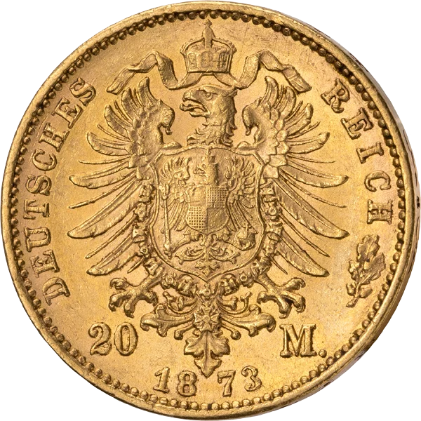 20 Mark Hessen Großherzog Ludwig III. 1872-1873 20 Mark Hessen Großherzog Ludwig III. 1872-1873