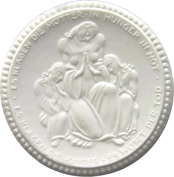 Porzellanmedaille Dresden auf das sächsische Rote Kreuz 1921 Biskuitporzellan