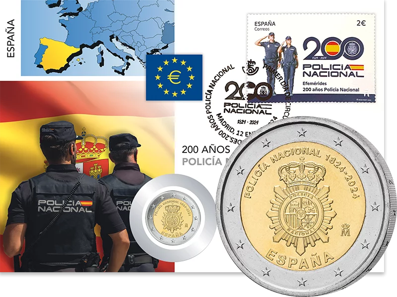 2 Euro Numisbrief Spanien 200 Jahre Spanische Nationalpolizei 2024
