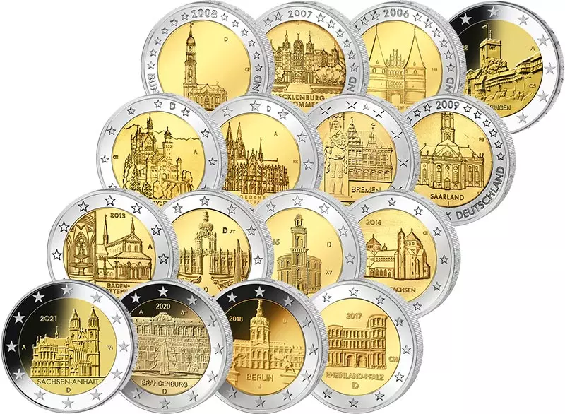 Set 16 x 2 Euro BRD 1. Bundesländerserie 2006-2022 im Prästentationsrahmen