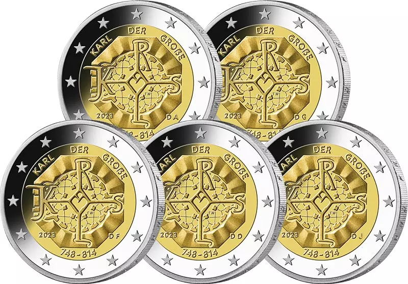 5 x 2 Euro BRD 1275. Geburtstag Karl der Große 2023 im Blister
