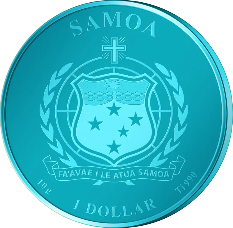 1 Dollar Samoa Titanmünzen Bunte Tierwelt - Pfau 2024