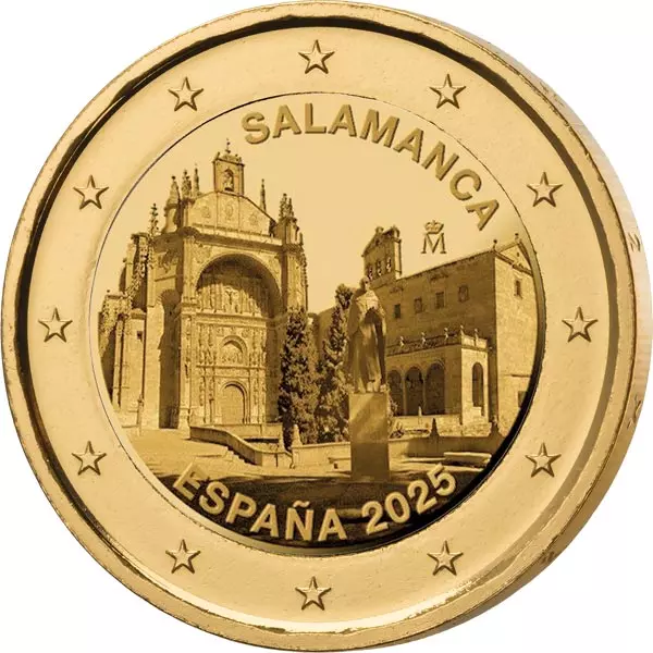 2-Euro-Gedenkmünze Spanien Altstadt Salamanca vollvergoldete Premiumausgabe