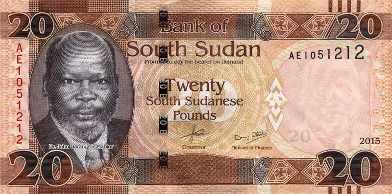 5, 10 und 20 Pounds Südsudan Banknotensatz 2015