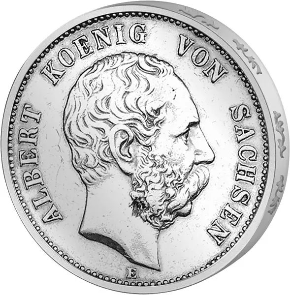 5 Mark Sachsen König Albert 1875-1889 5 Mark Sachsen König Albert 1875-1889