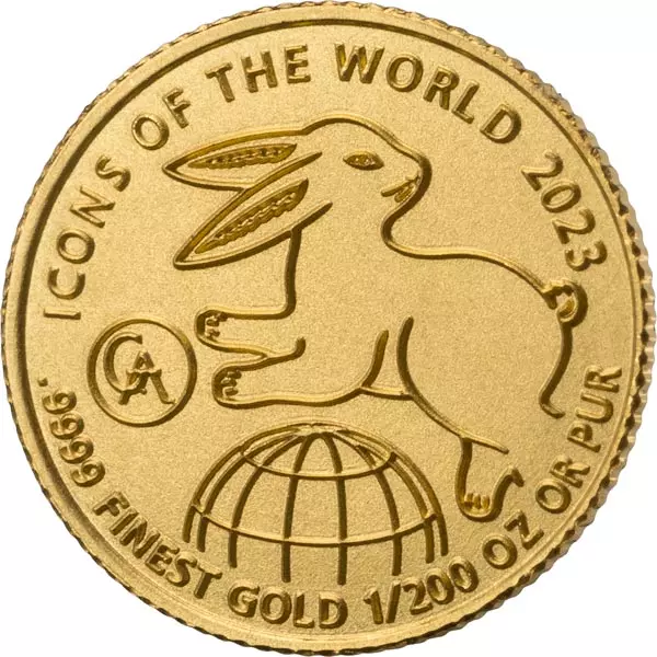 1/200 Unze Gold Ruanda Icons of the World - Jahr des Hasen 2023